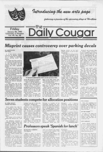 The Daily Cougar. Vol. 49, No. 62, January 28, 1983.