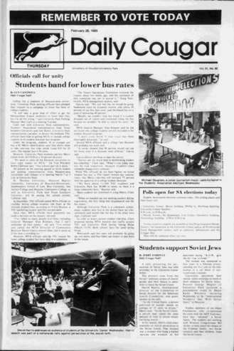 The Daily Cougar. Vol. 51, No. 82, February 28, 1985.