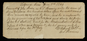 Receipt stating that John Shearn’s debts have been repaid in Confederate State Treasury Notes