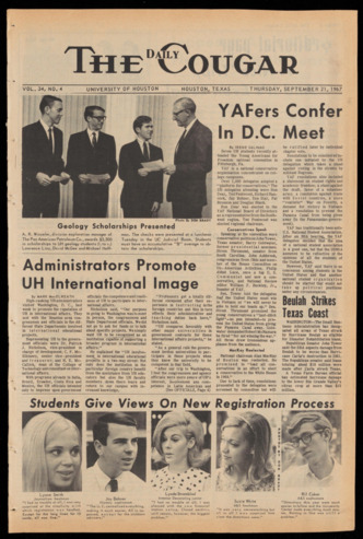 The Daily Cougar. Vol. 34, No. 4, September 21, 1967.