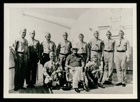 Franklin D. Roosevelt with Marines on deck of USS Houston