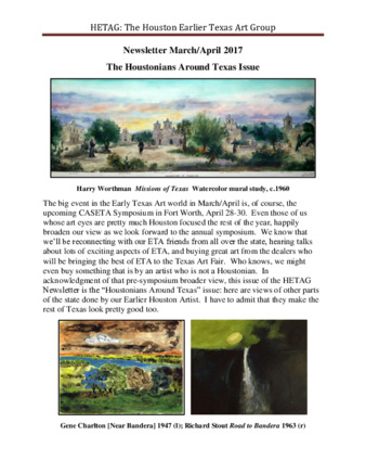 HETAG: The Houston Earlier Texas Art Group Newsletter, No. 12, March-April 2017