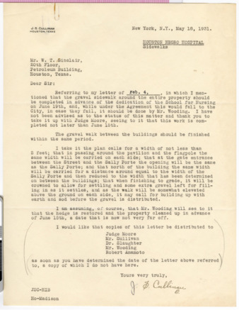 Letter from J. S. Cullinan to W. T. Sinclair, 1931 May 18