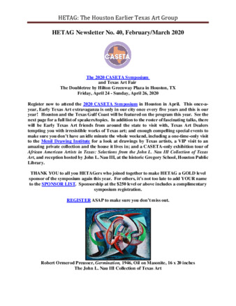 HETAG: The Houston Earlier Texas Art Group Newsletter, No. 40, February-March 2020