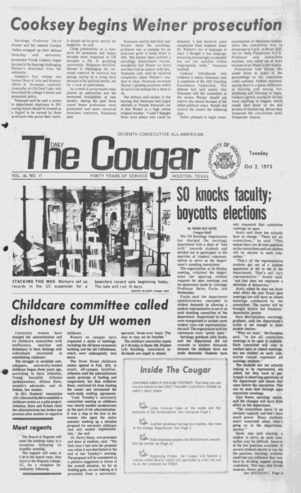 The Daily Cougar. Vol. 40, No. 17, October 2, 1973.