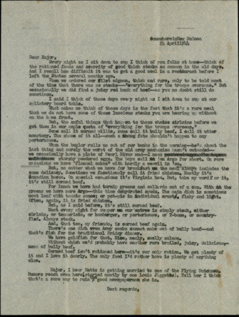 Letter from Capt. O. C. McDavid to "Major," 1944 April 24