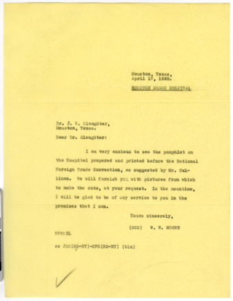 Letter from W. W. Moore to J. W. Slaughter, 1928 April 17