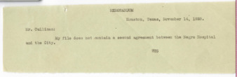 Memorandum from WTS to Mr. Cullinan, 1928 November 14