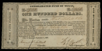Consolidated Fund of Texas certificate to Hart Labatt & Co.