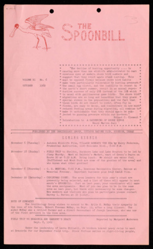 The Spoonbill, Vol. 11, No. 6, October 1962