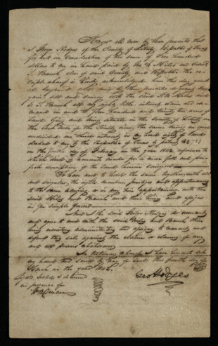 Transfer to W. Niles and Edward Branch of 492 acres of land for $500