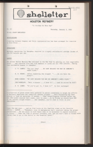 Shelletter, No. 62, January 3, 1963 