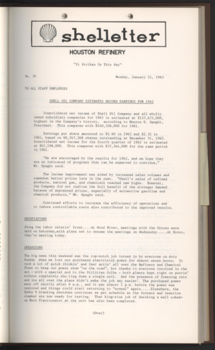 Shelletter, No. 70, January 21, 1963