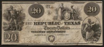 Republic of Texas, Monetary bill for $20