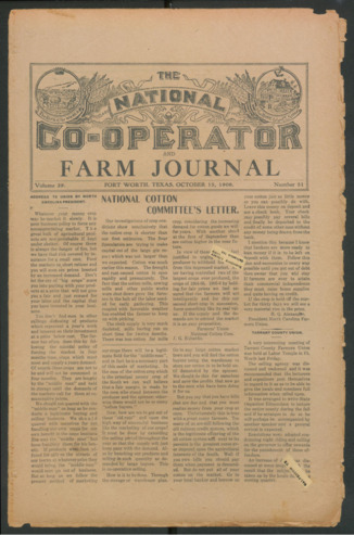 The National Co-Operator and Farm Journal, Vol. 29, No. 51, October 15, 1908