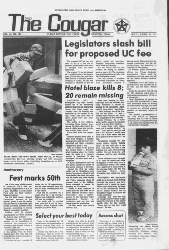 The Daily Cougar. Vol. [43], No. 104, April 20, 1977.