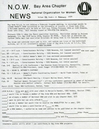 NOW News Bay Area Chapter, Vol. 7, No. 2, February 1979