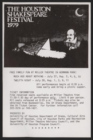 Houston Shakespeare Festival, 1979 flier