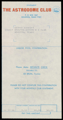 The Astrodome Club Statement