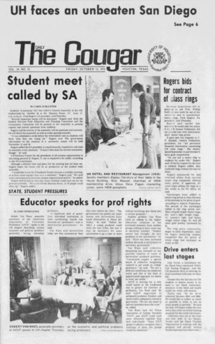 The Daily Cougar. Vol. 39, No. 23, October 13, 1972.