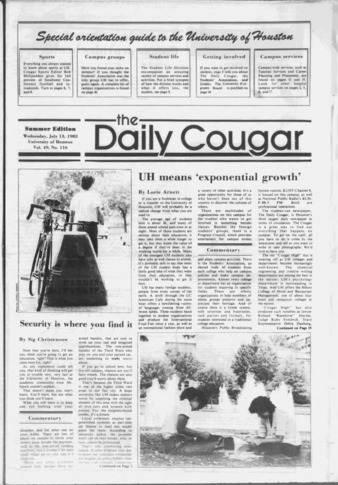 The Daily Cougar. Vol. 49, No. [117], July 13, 1983.