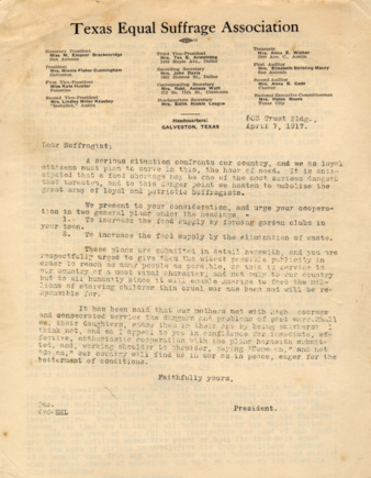 Food Supply Efforts Letter