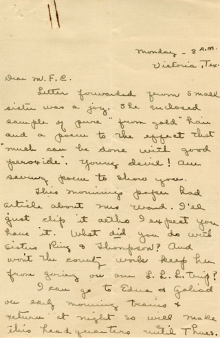 Letter from L.M.E to Minnie Fisher Cunningham
