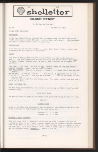Shelletter, No. 48, November 30, 1962