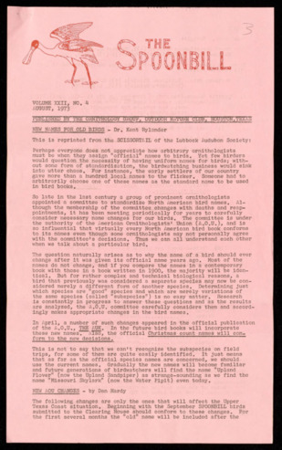 The Spoonbill, Vol. 22, No. 4, August 1973