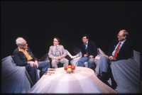 Fritz Leiber sits with panel while being interviewed on KUHT