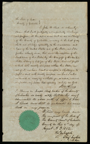 Oath of office for Sheriff of Galveston County