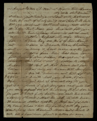 Letter from Mugan Chastain to Abel Adams regarding family and business matters