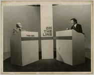 Men speak on "On the Line" television show