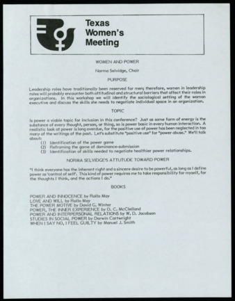 Texas Women's Meeting flier and letter with list of endorsements