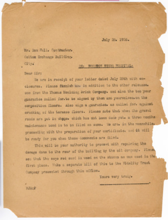 Letter from Maurice J. Sullivan to Don Hall, 1926 July 28