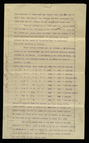 Lease agreement between G. H. Mensing, W. E. Mensing, and G. C. Gifford