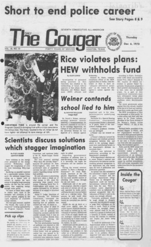 The Daily Cougar. Vol. 40, No. 53, December 6, 1973.