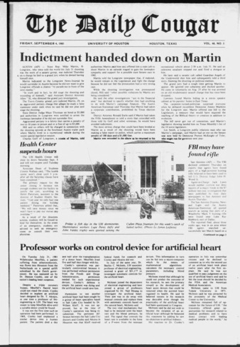 The Daily Cougar. Vol. 48, No. 5, September 4, 1981.
