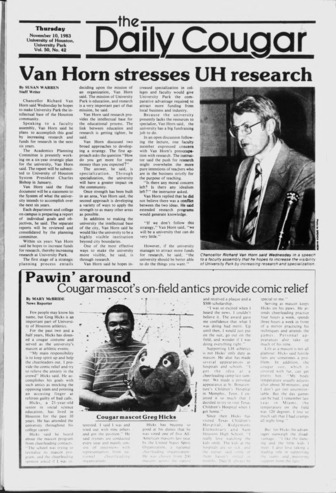 The Daily Cougar. Vol. 50, No. 42, November 10, 1983.