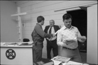 Men at the Ku Klux Klan Information Center