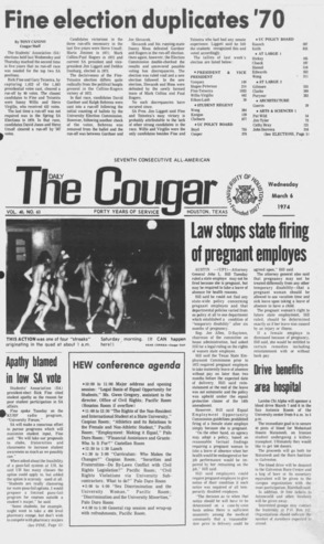 The Daily Cougar. Vol. 40, No. 63, March 6, 1974.