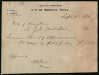 Memorandum from City of Houston to J. C. Mathews