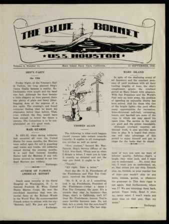 The Blue Bonnet, Vol. 3, No. 11, September 21, 1940