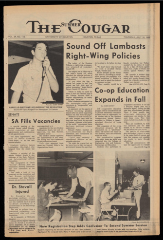 The Summer Cougar. Vol. 34, No. [117], July 18, 1968.