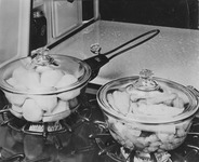Vegetables cooking on stovetop and recipe