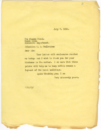 Letter from Maurice J. Sullivan to C. A. McIlvaine, 1925 July 7