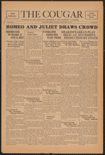 The Cougar, Vol. 1, No. 16, February 15, 1935