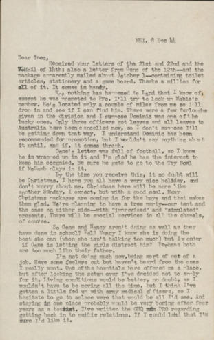 Letter from Capt. O. C. McDavid to Inez McDavid, 1944 December 8