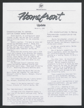 Homefront, March 4, 1982, Update