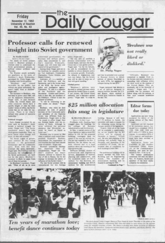 The Daily Cougar. Vol. 49, No. 43, November 12, 1982.